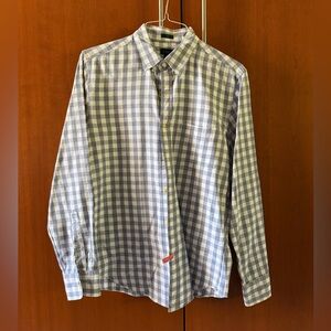 J. Crew Jaspe Cotton Shirt Blue Gingham Slim Fit Long Sleeve Mens M A9329